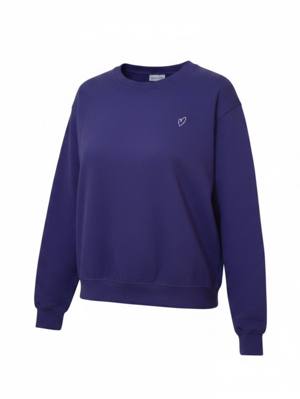 H&M Crewneck Top with Small Heart Embroidered in Blue